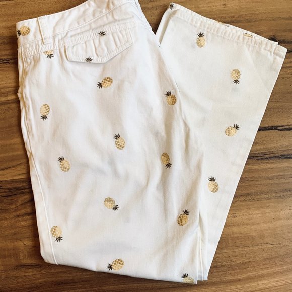 J Crew Pineapple Embroidered Capri Pants - Picture 2 of 7